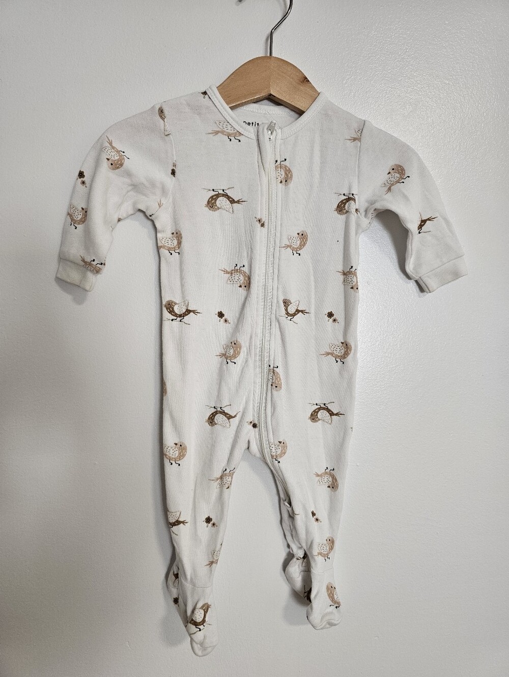 🧸2/20$ Petit Lem Bird Print Footed Sleeper Pajamas Size 3M Baby